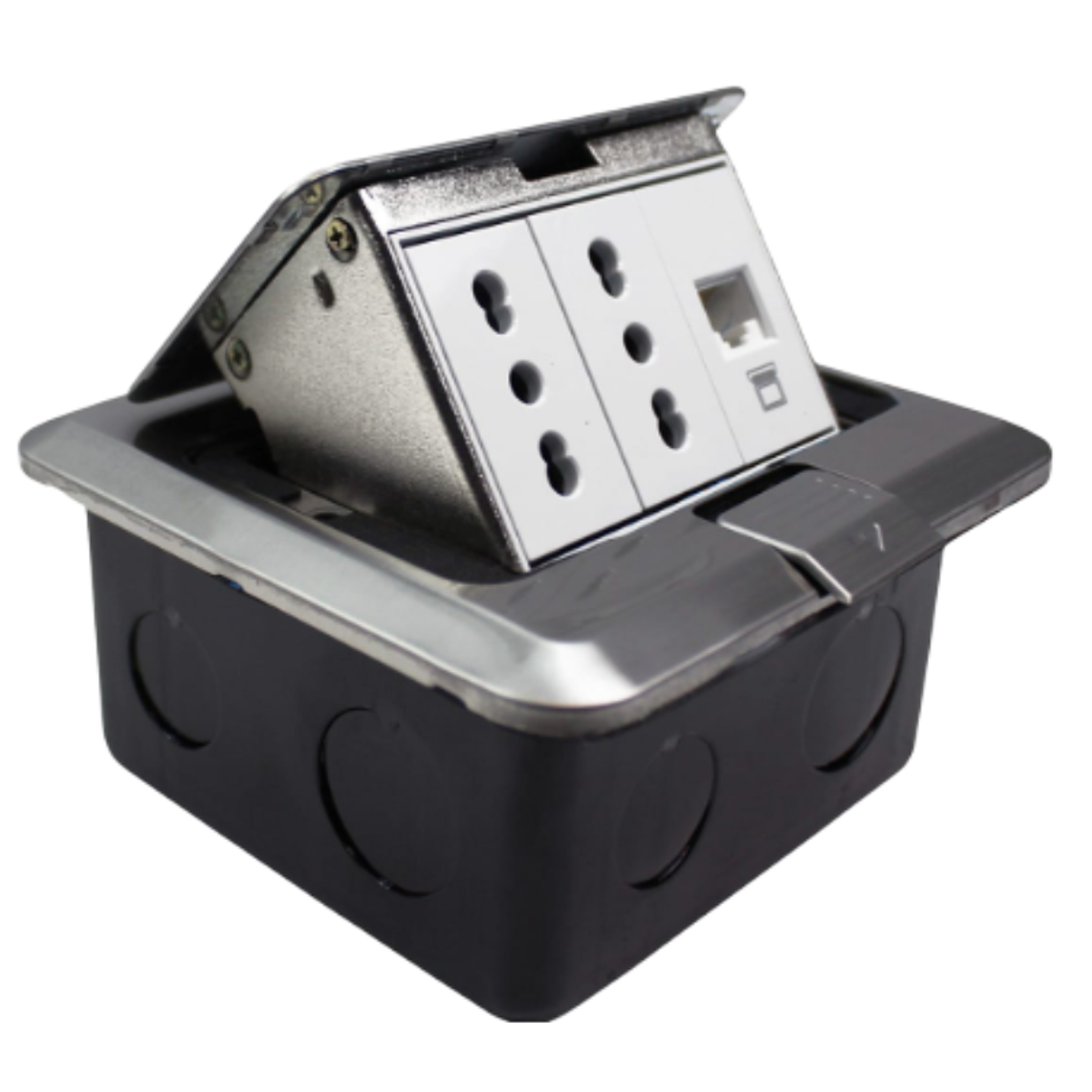 Caja De Piso Pop-Up 2 Enchufes 10/16A +Toma RJ45 Stanford  1