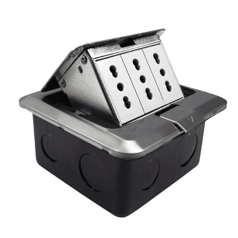 Caja De Piso Pop-Up Metálica 3 Enchufes 10/16a Stanford   
