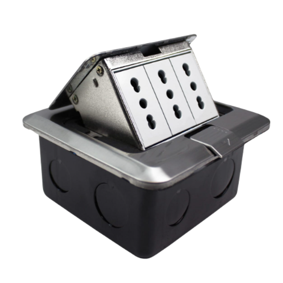 Caja De Piso Pop-Up Metálica 3 Enchufes 10/16a Stanford    1