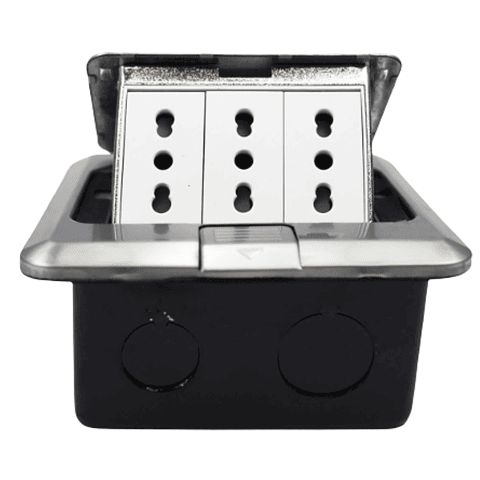 Caja De Piso Pop-Up Metálica 3 Enchufes 10/16a Stanford   