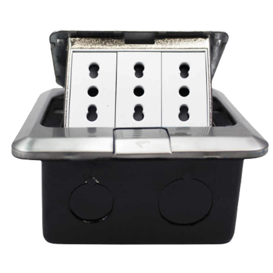 Caja De Piso Pop-Up Metálica 3 Enchufes 10/16a Stanford    2