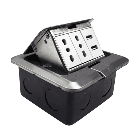 Caja De Piso Pop-Up 2 Enchufes 10/16A + 2 Toma USB Stanford 