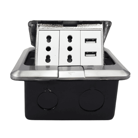 Caja De Piso Pop-Up 2 Enchufes 10/16A + 2 Toma USB Stanford 