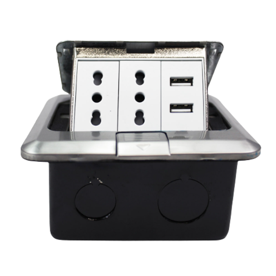 Caja De Piso Pop-Up 2 Enchufes 10/16A + 2 Toma USB Stanford  2