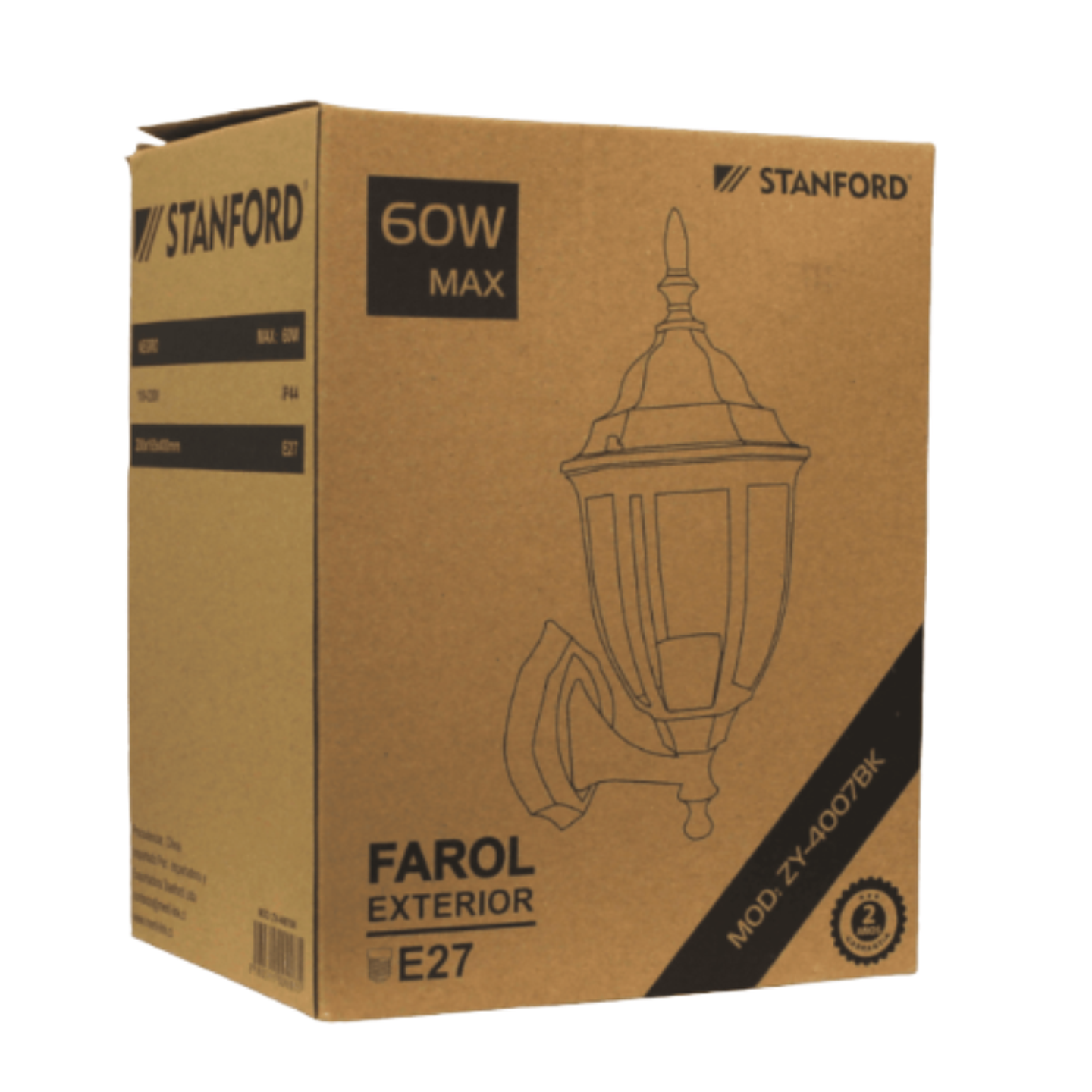 Farol Ext. Colonial Ovalado 6 Caras Negro E-27 60W Stanford 4