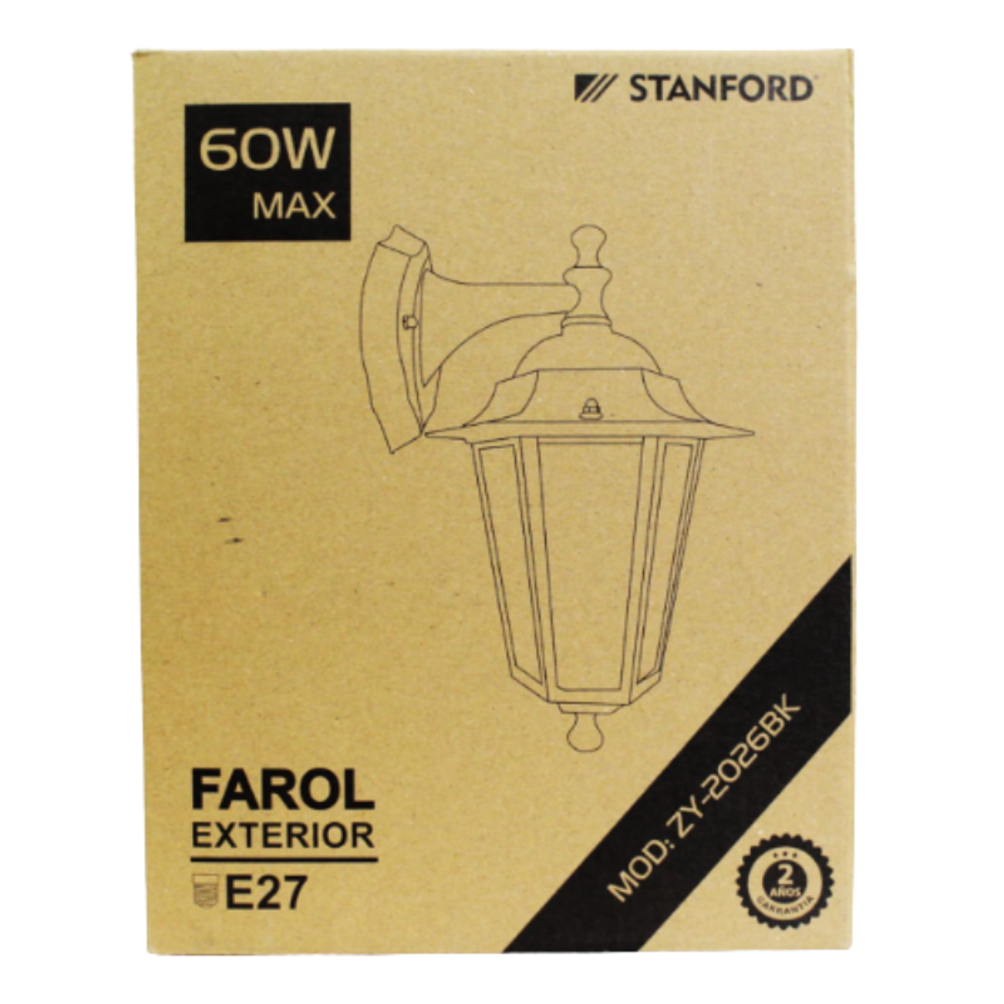 Farol Exterior 6 Caras E27 60W Negro Stanford ZY-2026BK 4