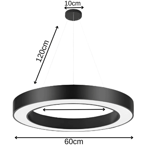 Lámpara Led Colgante Redonda Moderna 60cm 42w LUZ 3000K 4000K 5700K