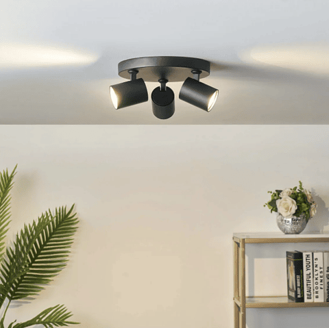 Aplique Base Redonda Porta Ampolleta Dicroica Triple Dirigible