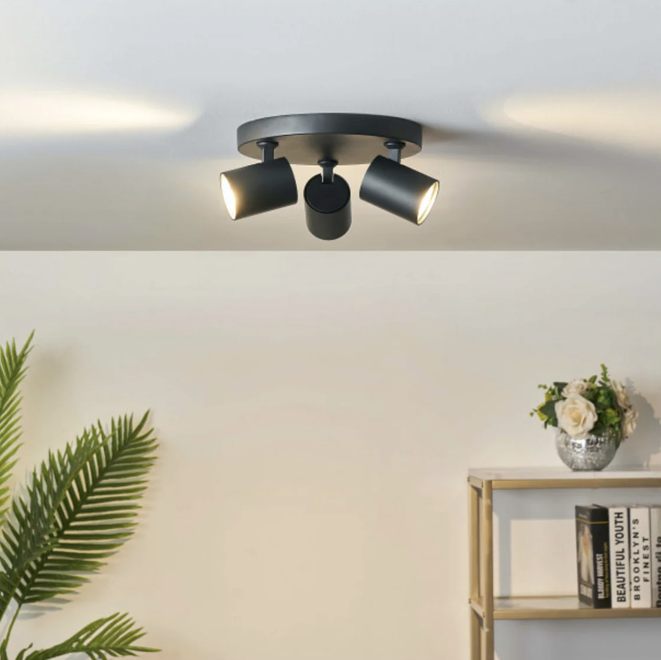 Aplique Base Redonda Porta Ampolleta Dicroica Triple Dirigible 2