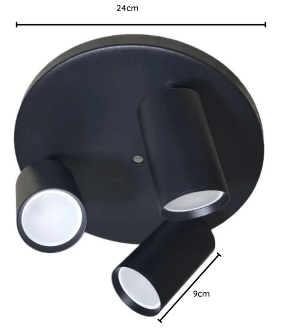 Aplique Base Redonda Porta Ampolleta Dicroica Triple Dirigible 3