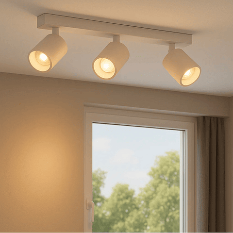 Aplique Triple Blanco Porta Ampolleta Dicroica Dirigible