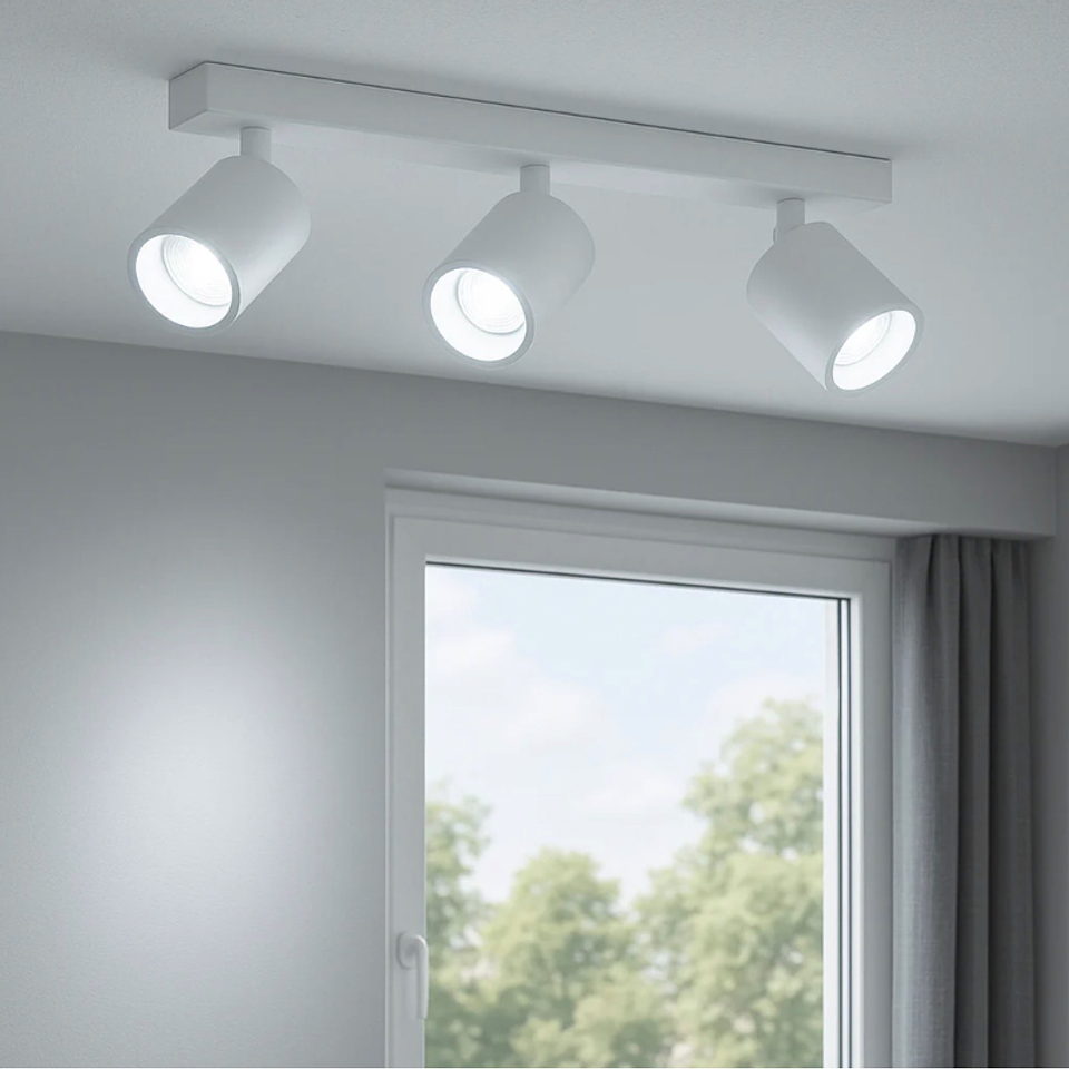 Aplique Triple Blanco Porta Ampolleta Dicroica Dirigible 3