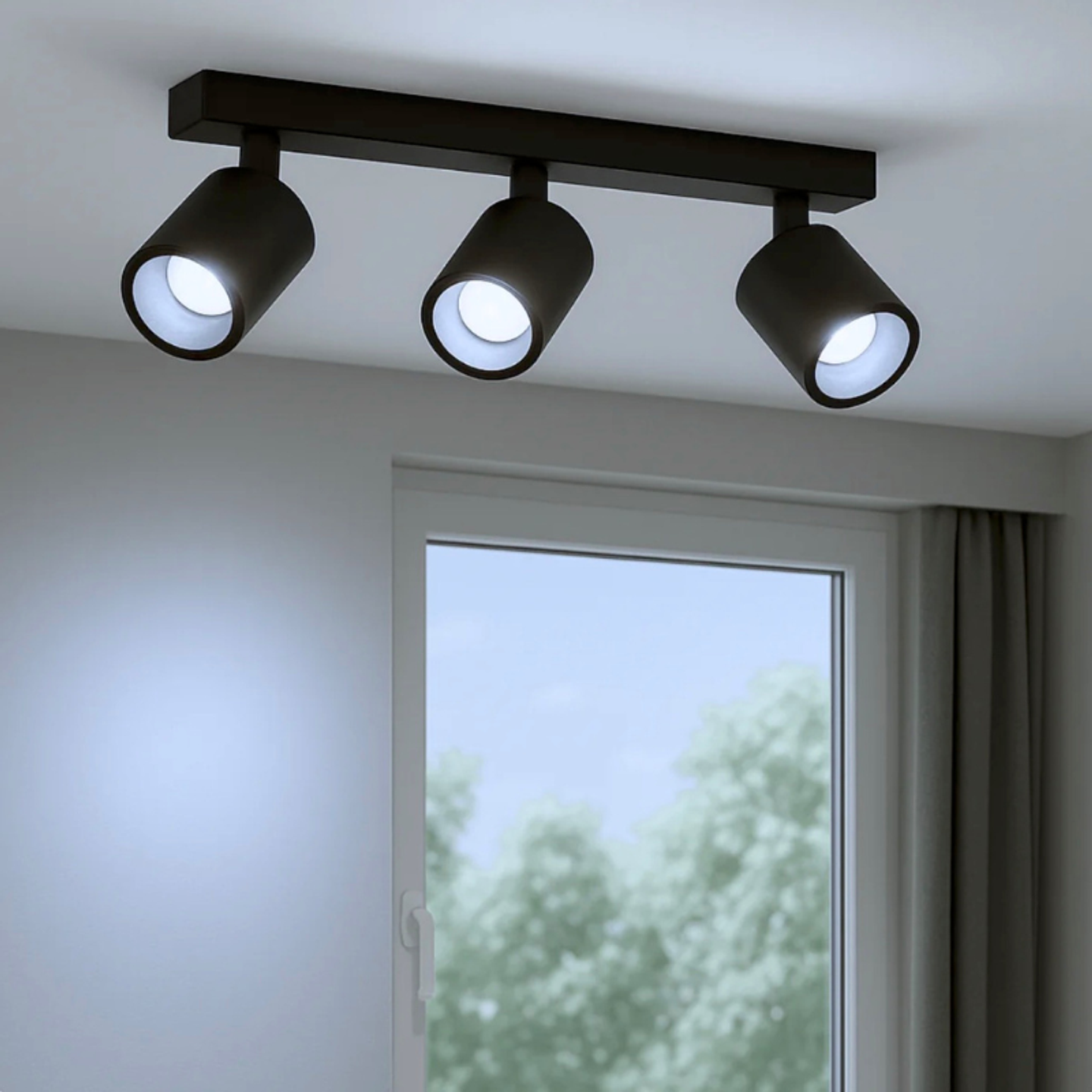 Aplique Triple Negro Porta Ampolleta Dicroica Dirigible 3