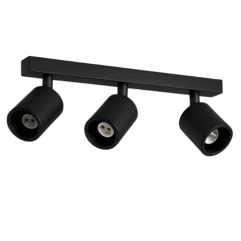 Aplique Triple Negro Porta Ampolleta Dicroica Dirigible