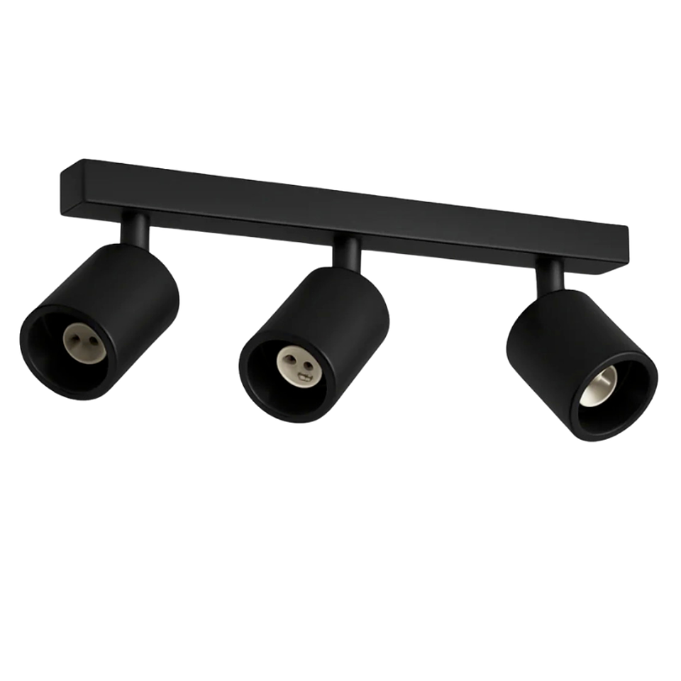 Aplique Triple Negro Porta Ampolleta Dicroica Dirigible 1