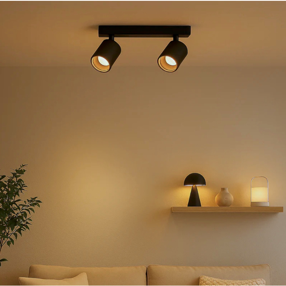 Aplique Negro Porta Ampolleta Dicroica Doble Dirigible 4