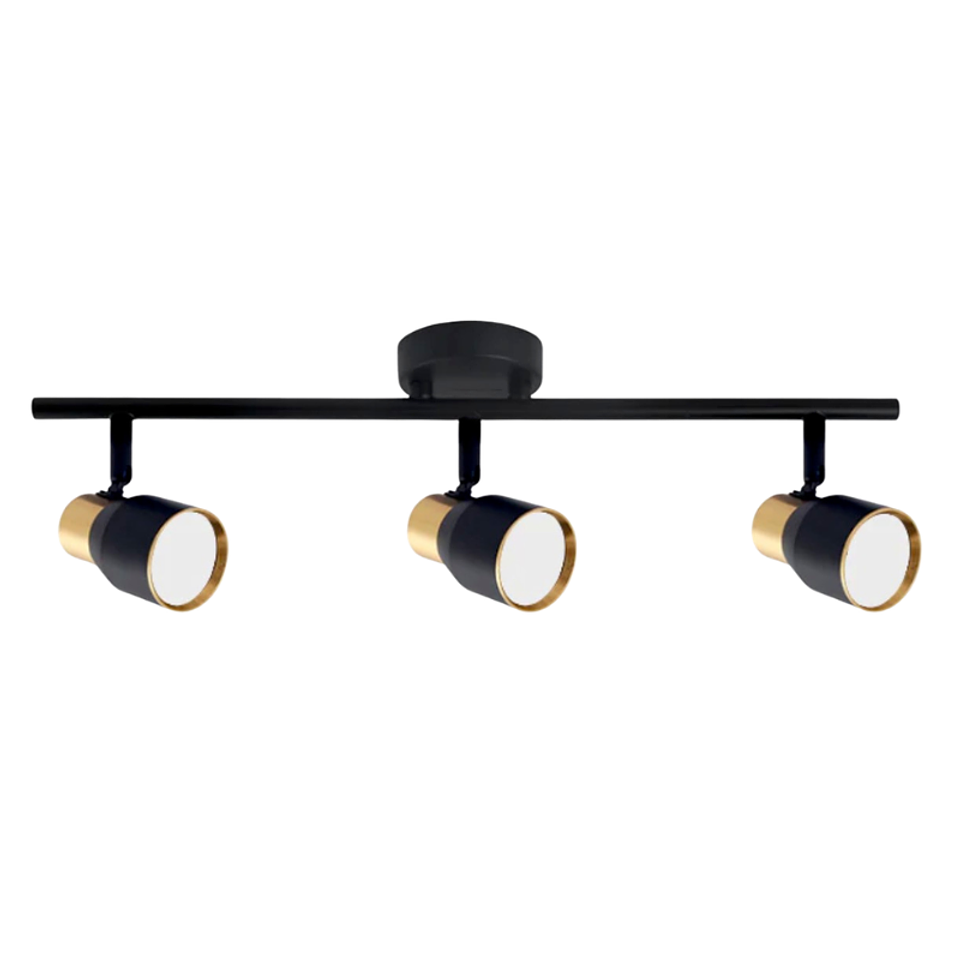 Aplique Triple Negro Dorado Con Ampolleta Dicroica Gu10 Dirigible 3