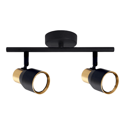 Aplique Doble Foco Negro Dorado Con Ampolleta Dicroica Gu10 Dirigible
