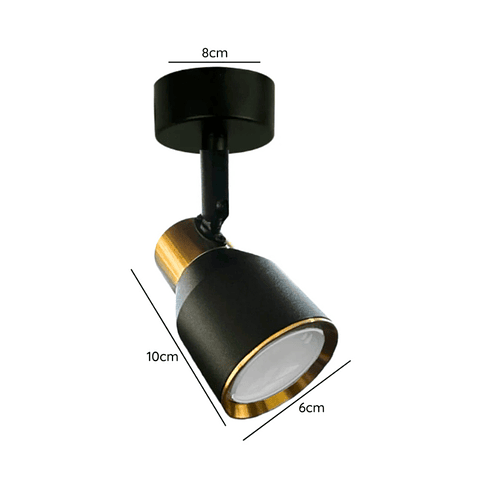 Aplique Simple Negro Dorado con Ampolleta Dicroica Gu10 Dirigible