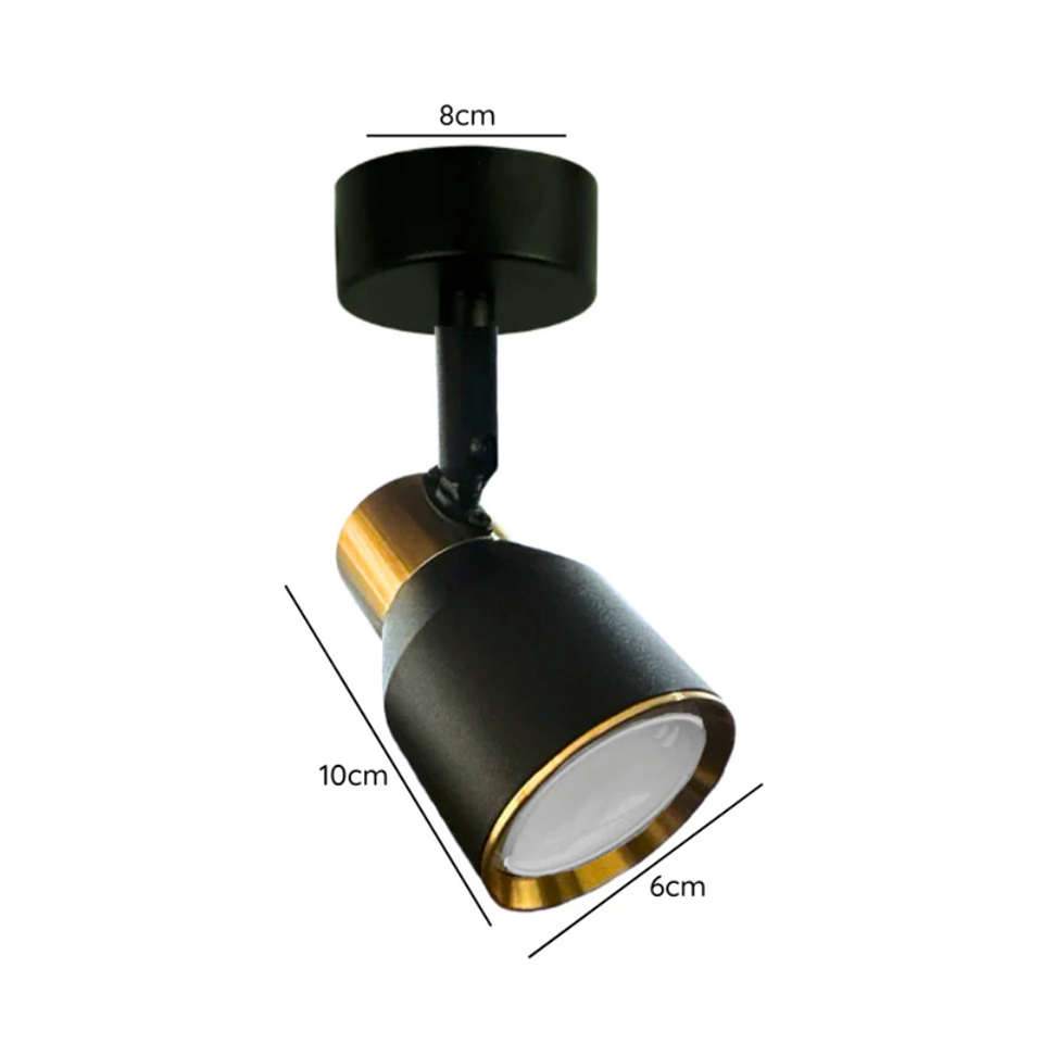 Aplique Simple Negro Dorado con Ampolleta Dicroica Gu10 Dirigible 2