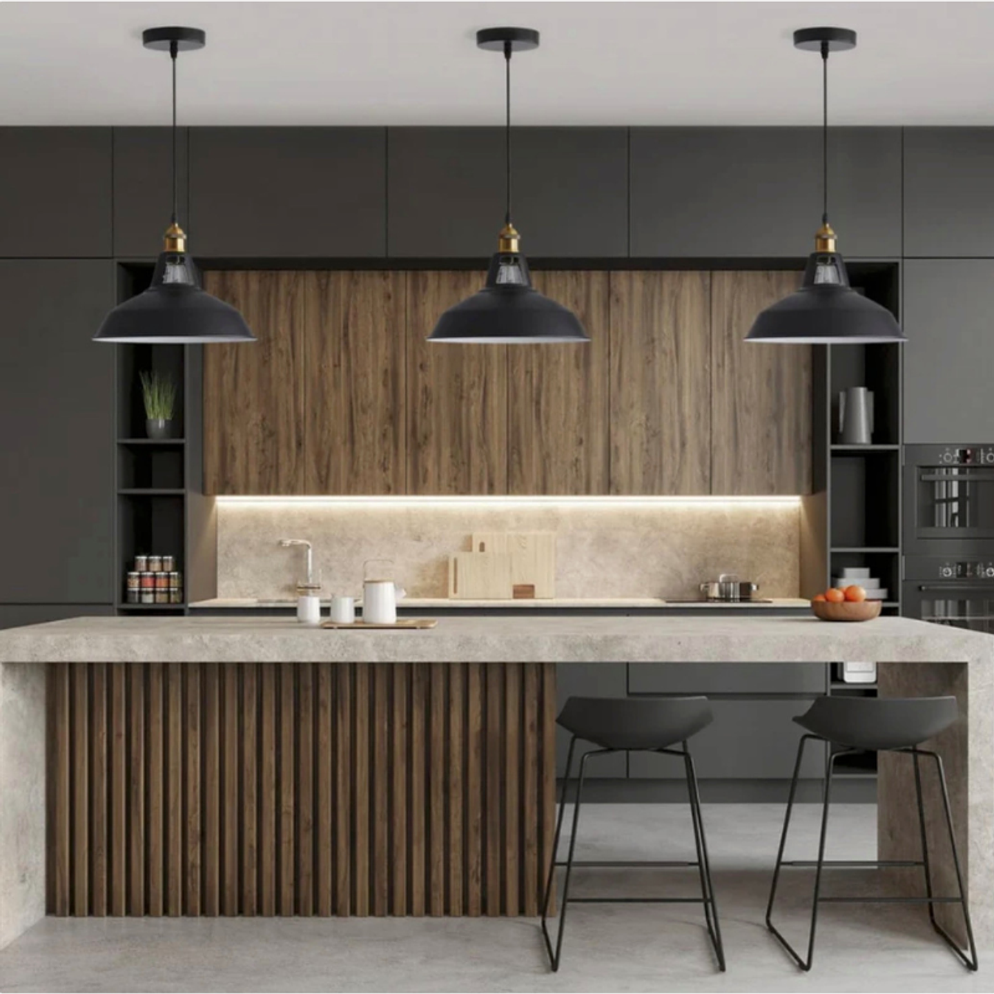 Lámpara Colgante Porta E27 30cm Negro 4