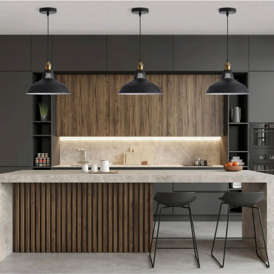 Lámpara Colgante Porta E27 30cm Negro 4