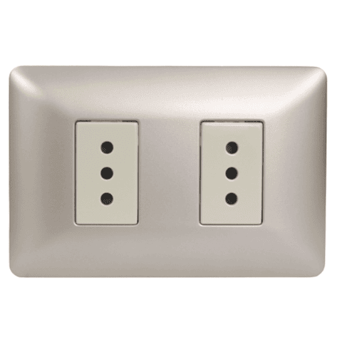 Tomacorriente doble 2p+t 10A 220V MTX Champagne STANFORD