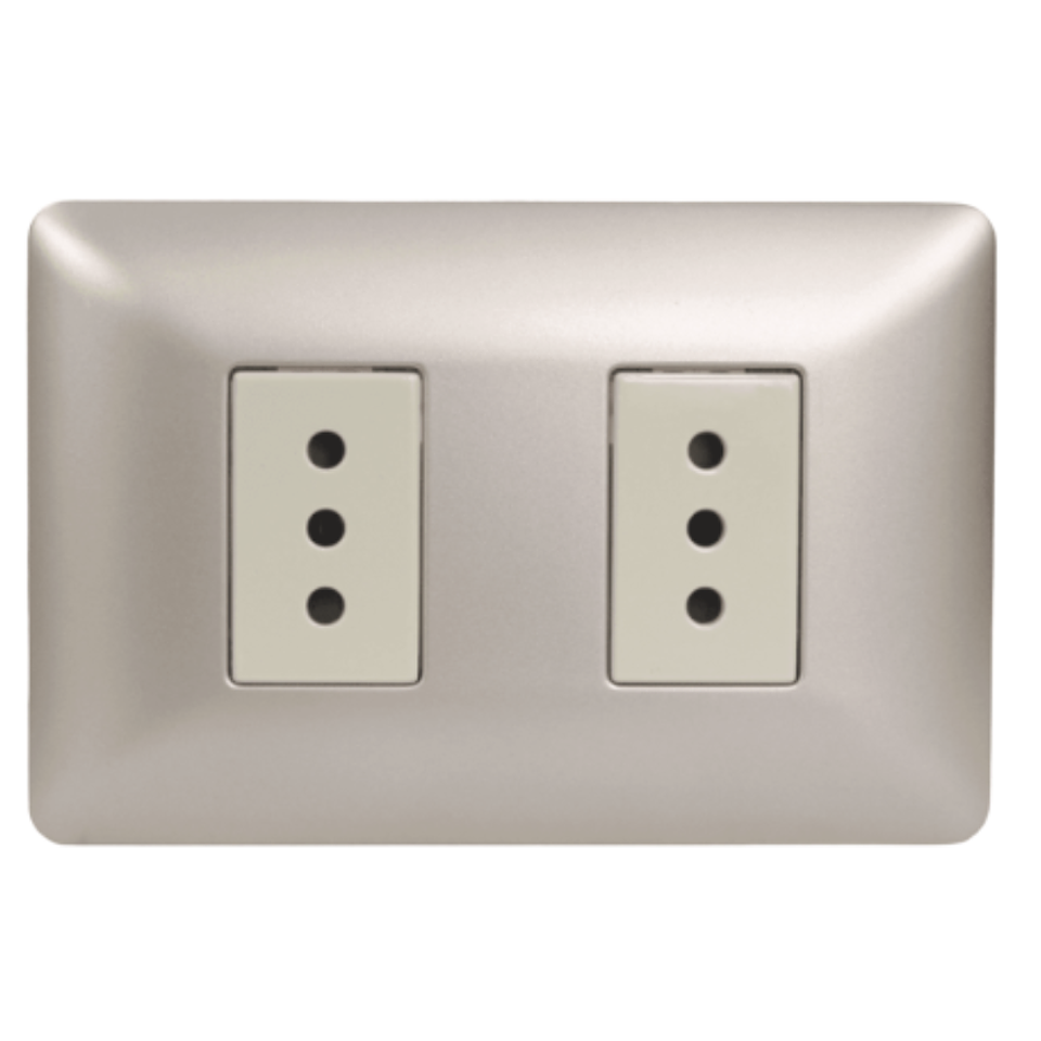 Tomacorriente doble 2p+t 10A 220V MTX Champagne STANFORD 2