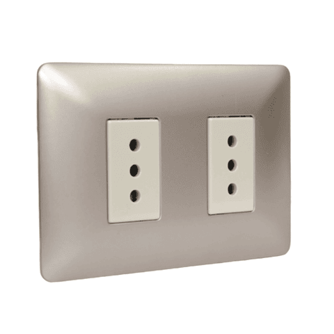 Tomacorriente doble 2p+t 10A 220V MTX Champagne STANFORD
