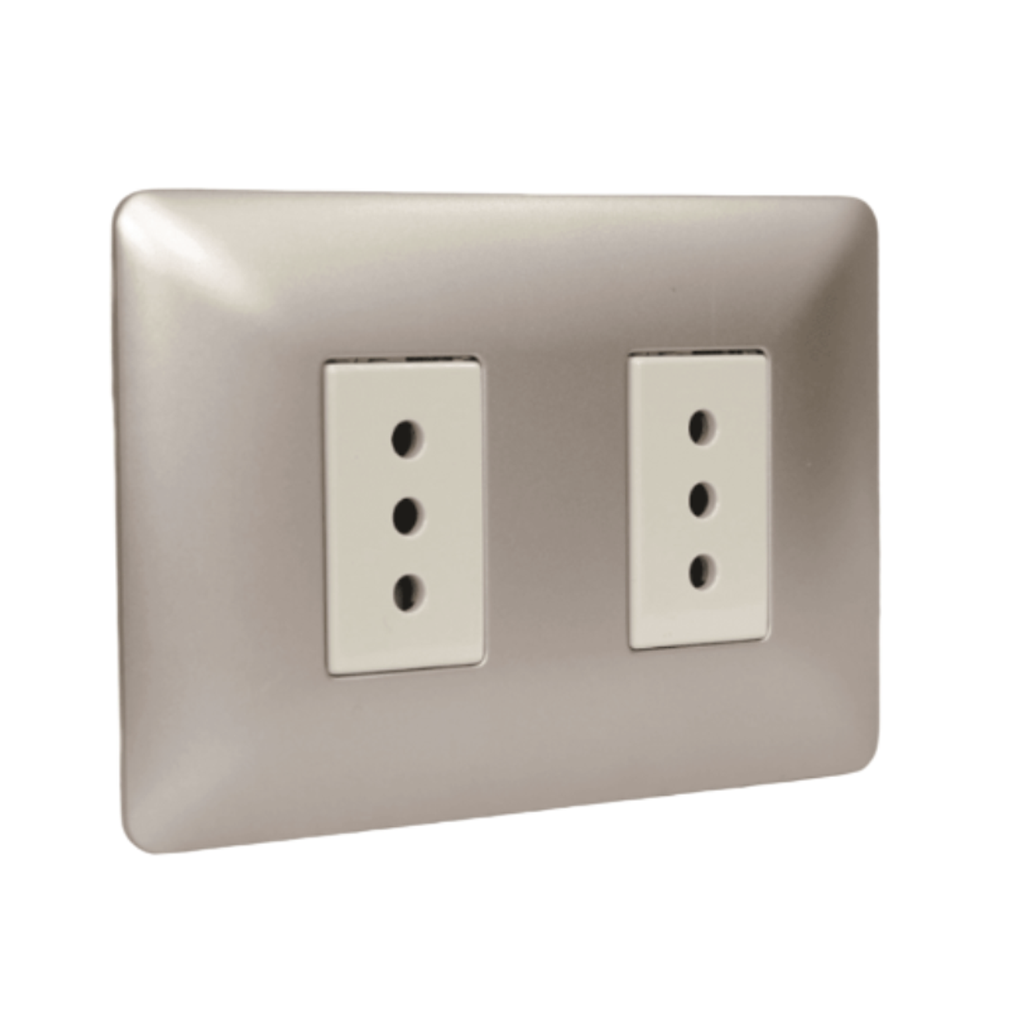 Tomacorriente doble 2p+t 10A 220V MTX Champagne STANFORD 1