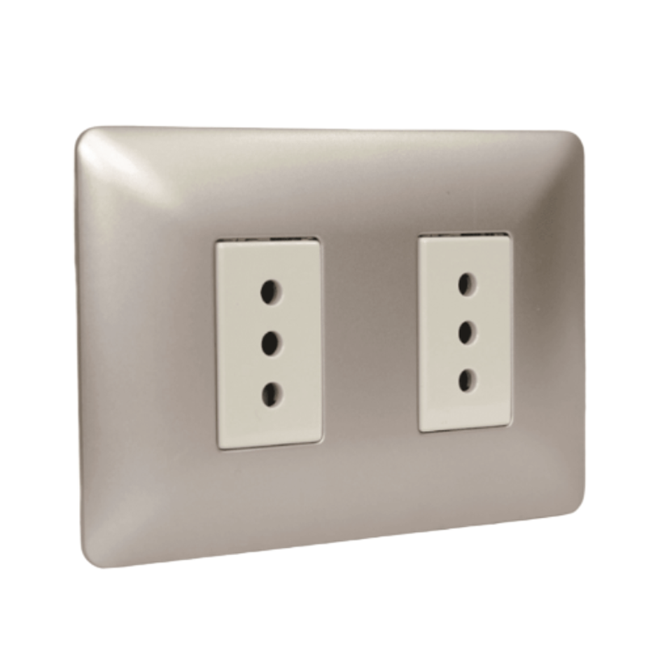 Tomacorriente doble 2p+t 10A 220V MTX Champagne STANFORD 1