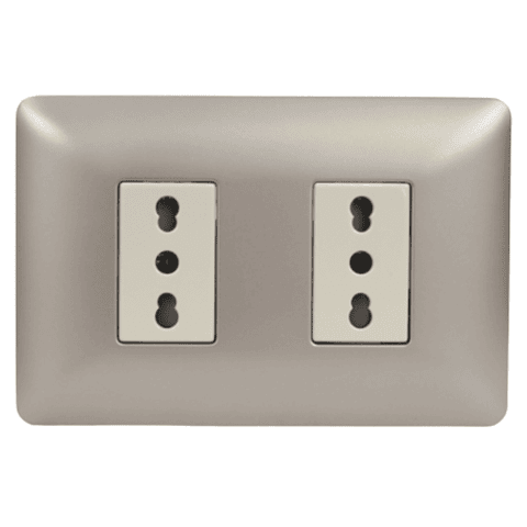 Tomacorriente doble 2p+t 10/16a 220v champagne 3920 STANFORD