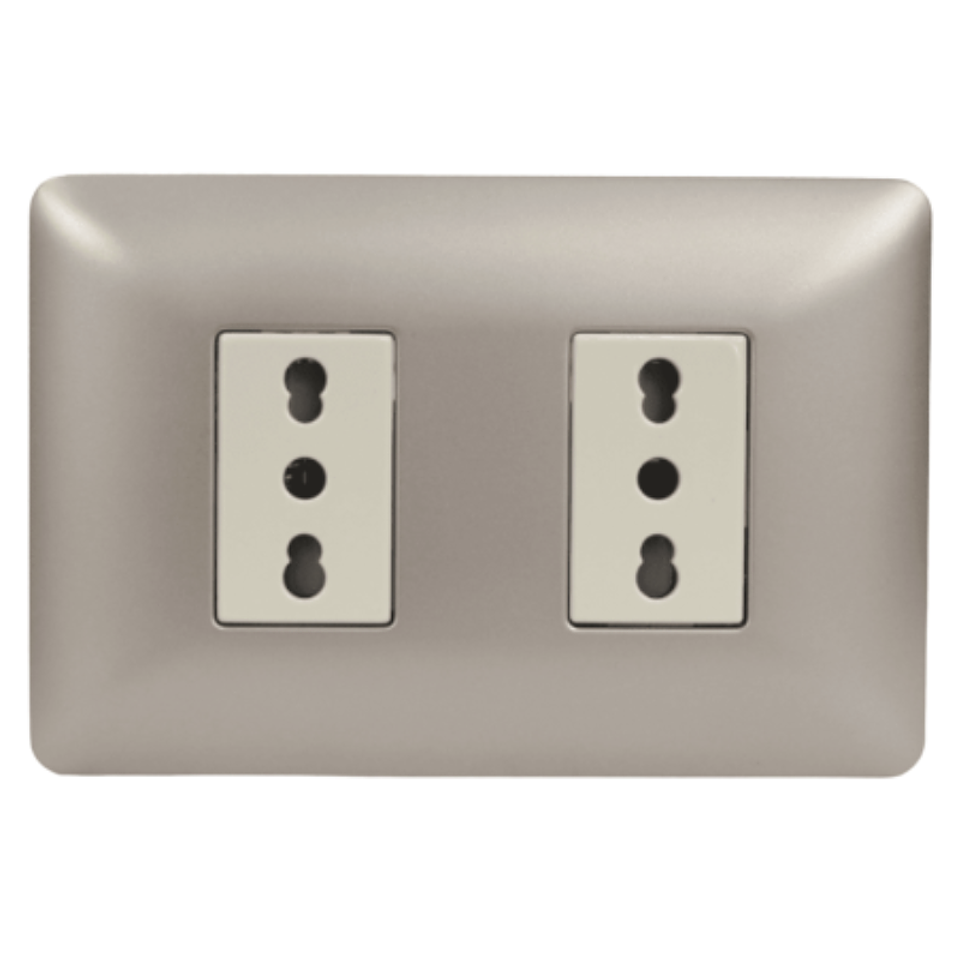 Tomacorriente doble 2p+t 10/16a 220v champagne 3920 STANFORD 2