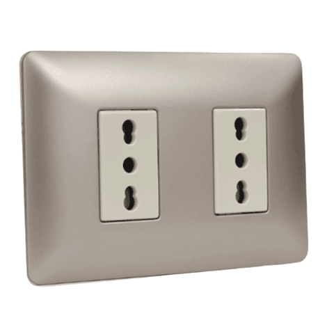 Tomacorriente doble 2p+t 10/16a 220v champagne 3920 STANFORD