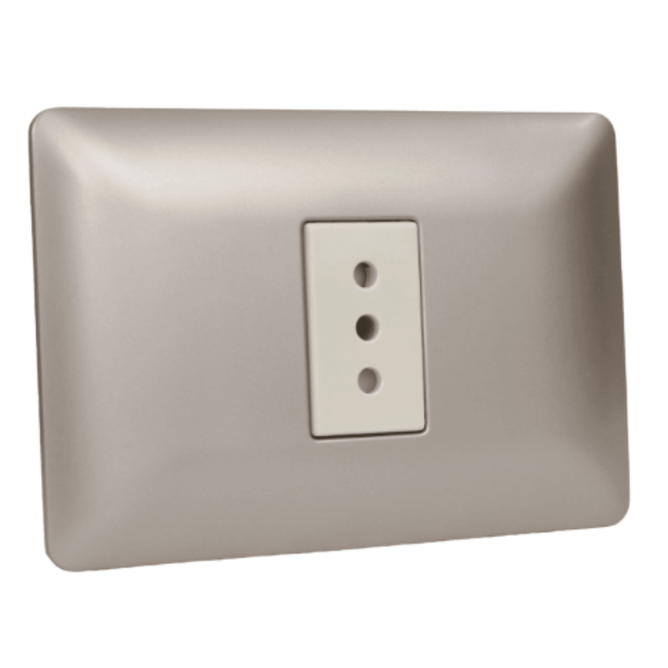 Tomacorriente simple 2p+t 10A 220V MTX Champagne STANFORD 1