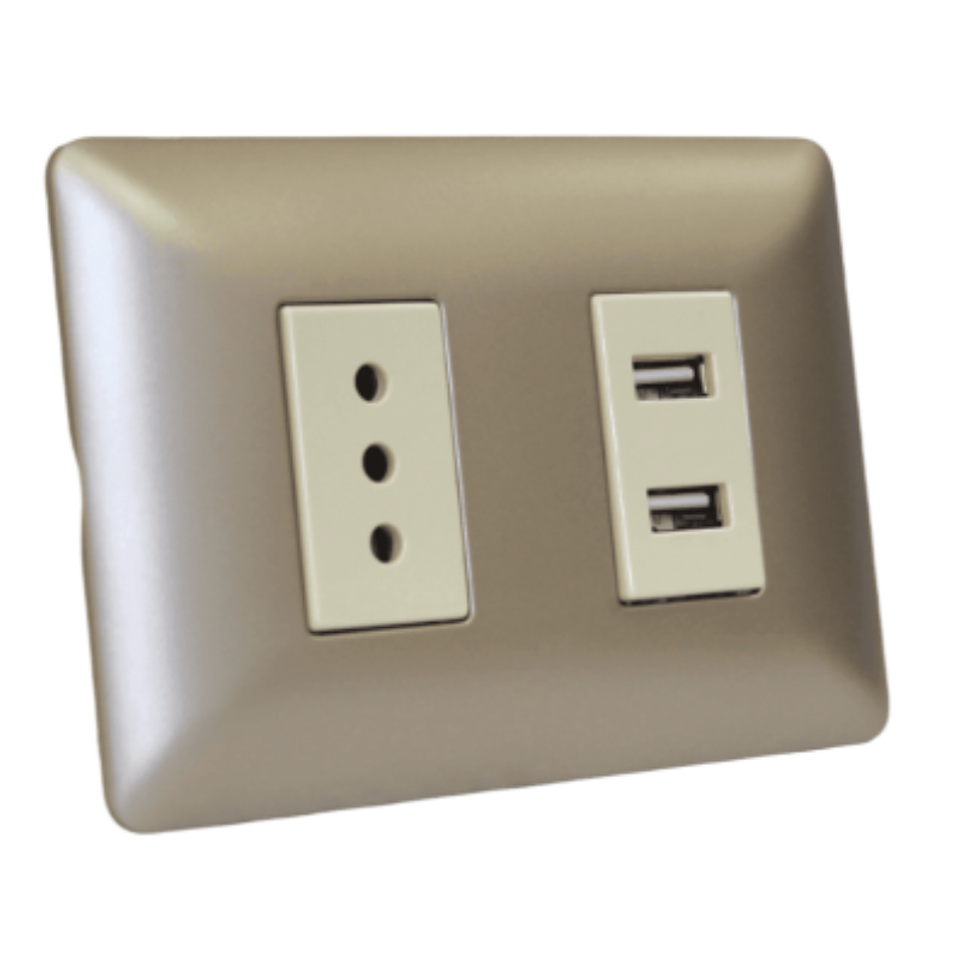 Toma simple 10a 250v + usb mtx champagne 3948 STANFORD 1