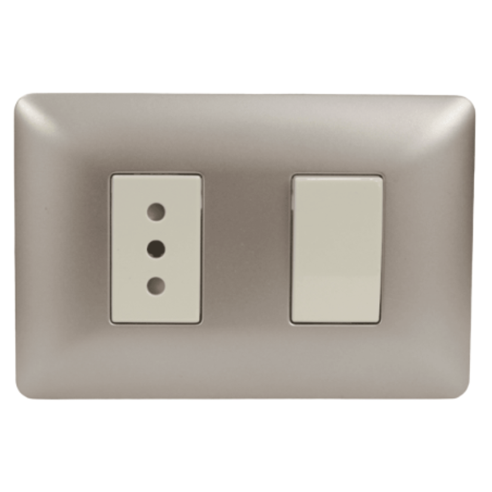 Interruptor 9/12 + toma 2p+t 10A 220V MTX CHAM STANFORD 2