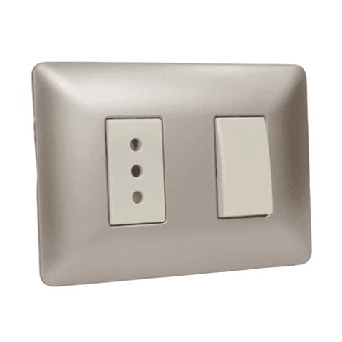 Interruptor 9/12 + toma 2p+t 10A 220V MTX CHAM STANFORD