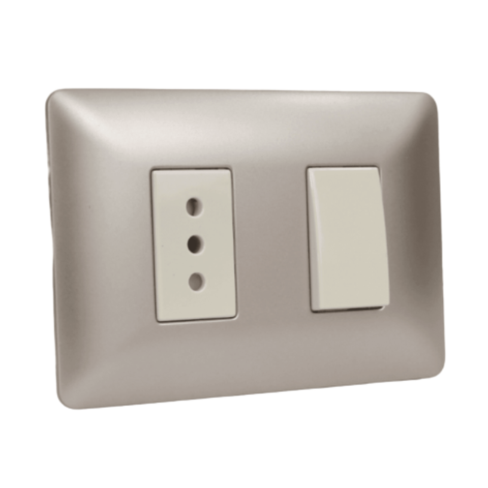 Interruptor 9/12 + toma 2p+t 10A 220V MTX CHAM STANFORD 1