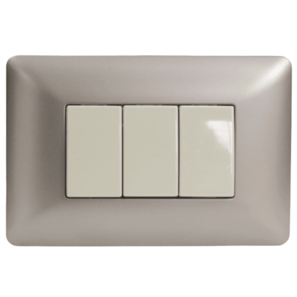 Interruptor triple 9/32 10A 220V MTX Champagne STANFORD 2