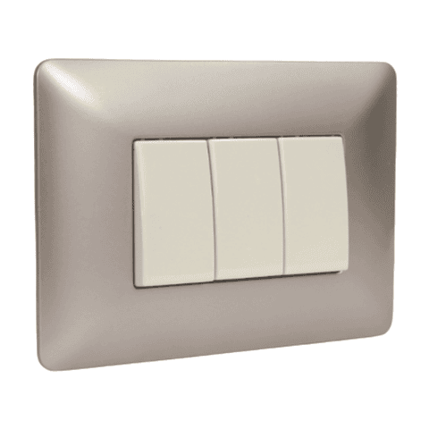 Interruptor triple 9/32 10A 220V MTX Champagne STANFORD