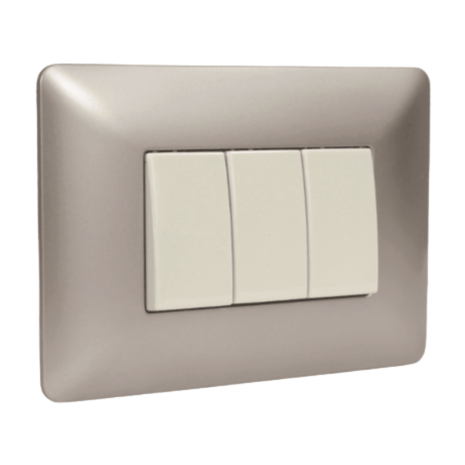 Interruptor triple 9/32 10A 220V MTX Champagne STANFORD 1