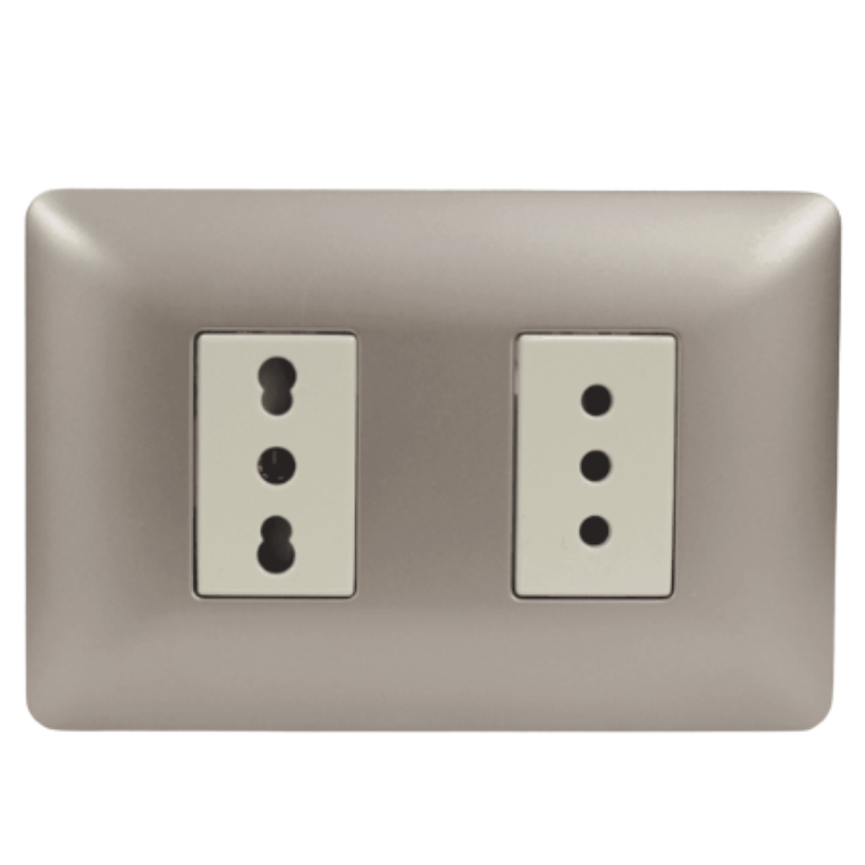 Tomacorriente 10a + 10/16a 220v champagne 3922 STANFORD 2