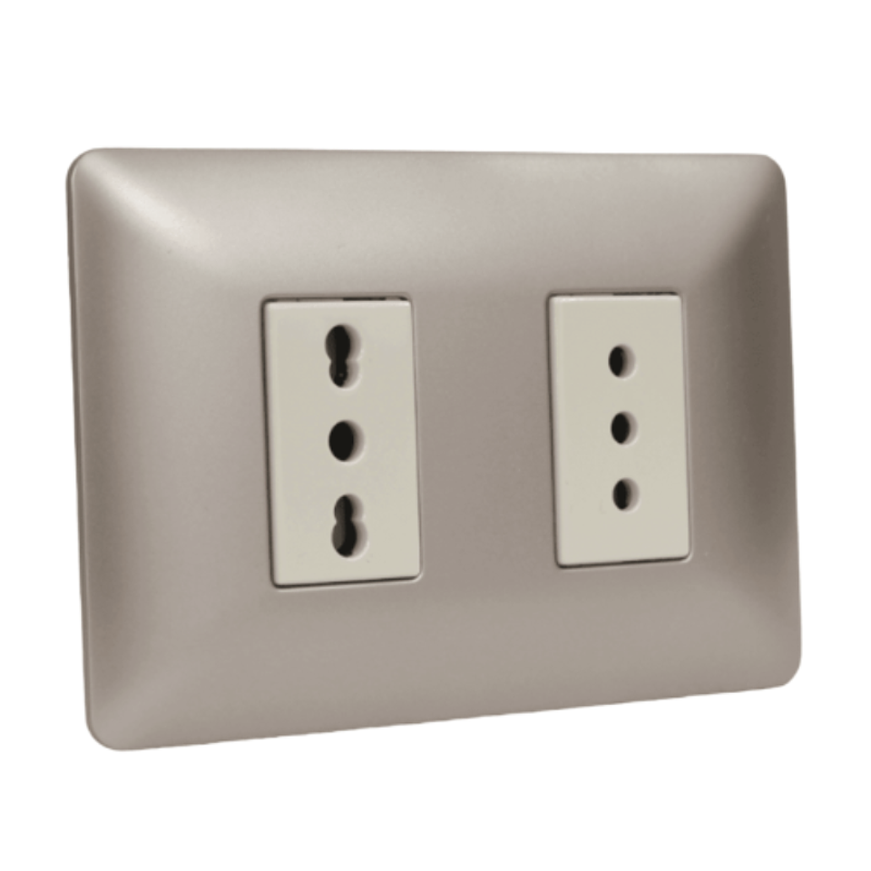 Tomacorriente 10a + 10/16a 220v champagne 3922 STANFORD 1