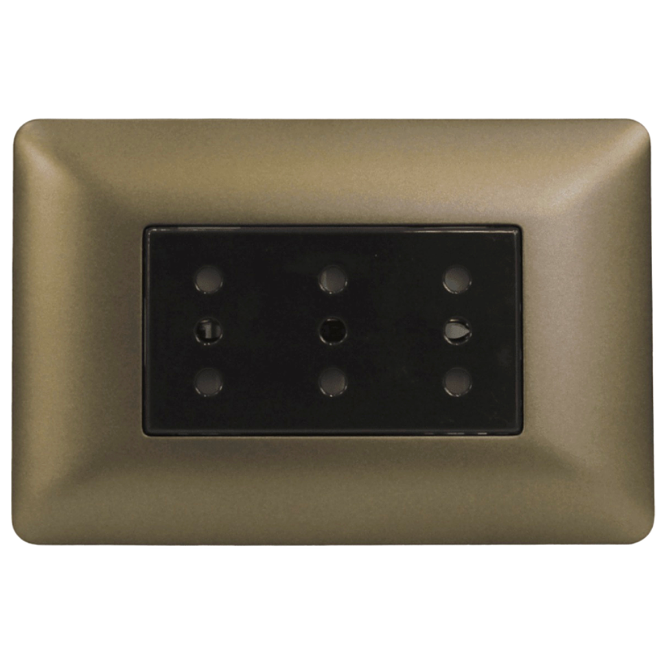 TOMACORRIENTE TRIPLE COMPACTO 10A 220V CAFE 4928 STANFORD 2