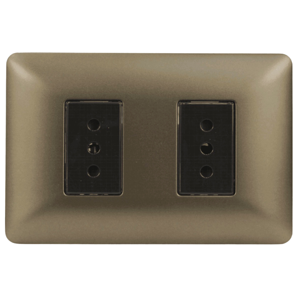 TOMACORRIENTE DOBLE 2P+T 10A 220V MTX CAFE STANFORD 2