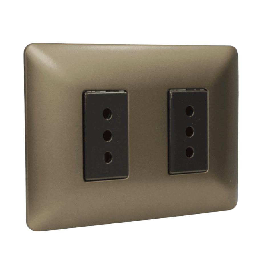 TOMACORRIENTE DOBLE 2P+T 10A 220V MTX CAFE STANFORD 1