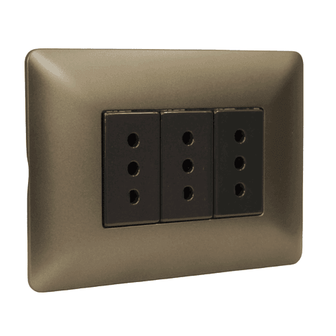 TOMACORRIENTE TRIPLE 2P+T 10A 220V MTX CAFE STANFORD