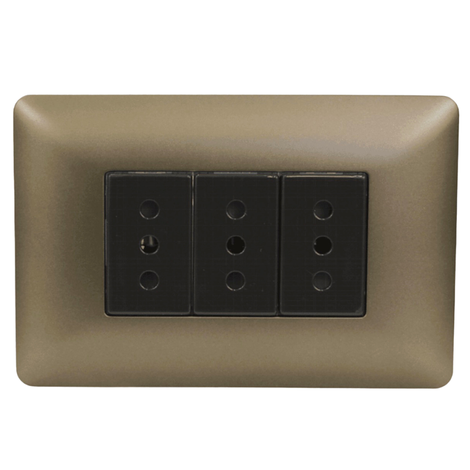 TOMACORRIENTE TRIPLE 2P+T 10A 220V MTX CAFE STANFORD 2