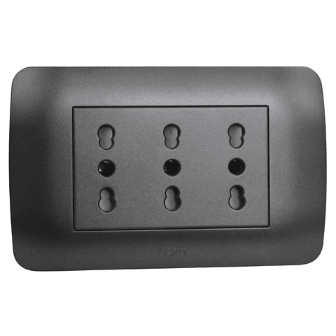 TOMA CORRIENTE TRIPLEX 10/16A 250V GRAFITO LEXO